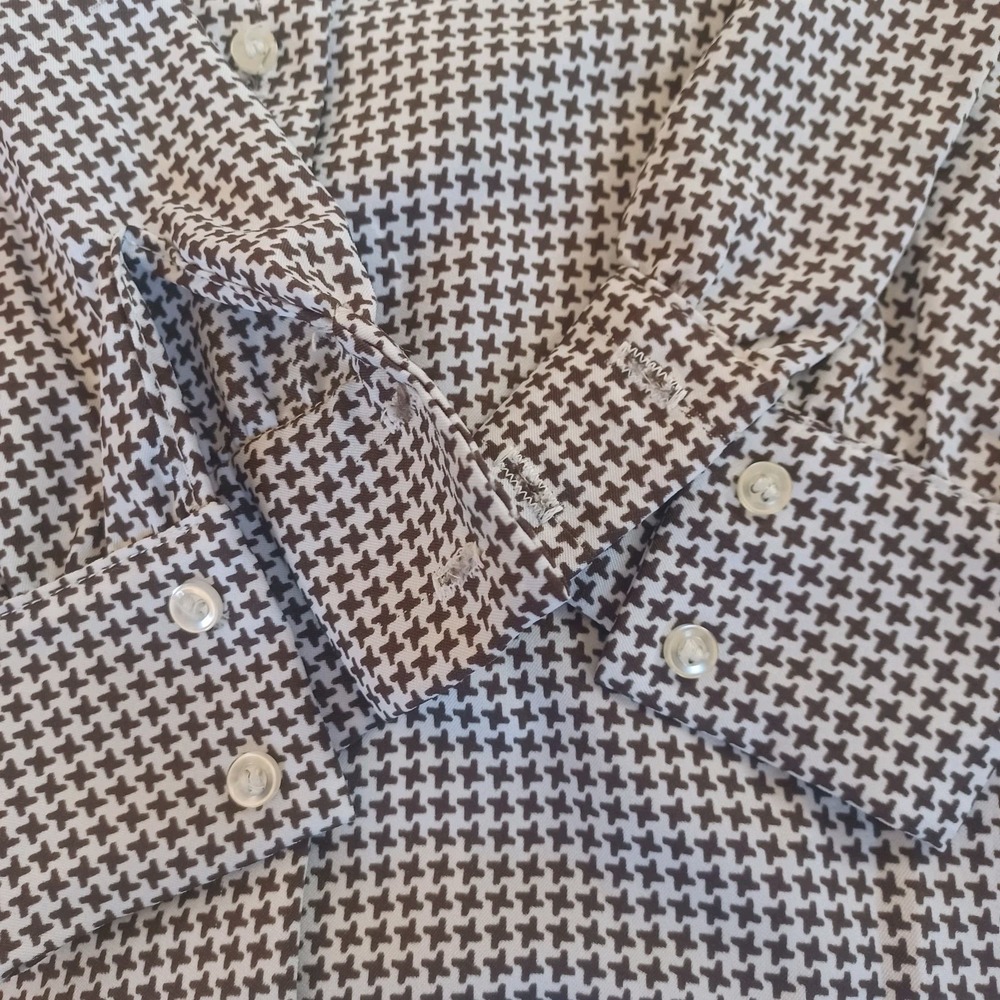 Lane Bryant Vintage‎ Houndstooth Polyester Dress Shirt Button Up Blouse Top - Picture 8 of 8